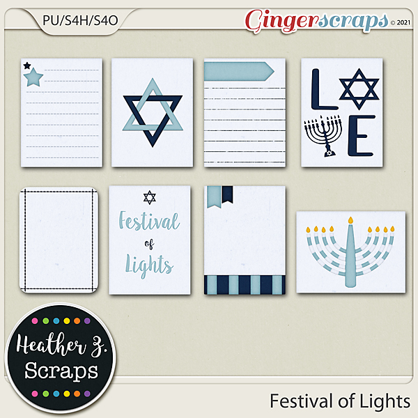 Festival of Lights JOURNAL CARDS by Heather Z Scraps