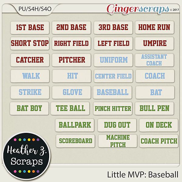 Little MVP: Baseball WORD BITS by Heather Z Scraps