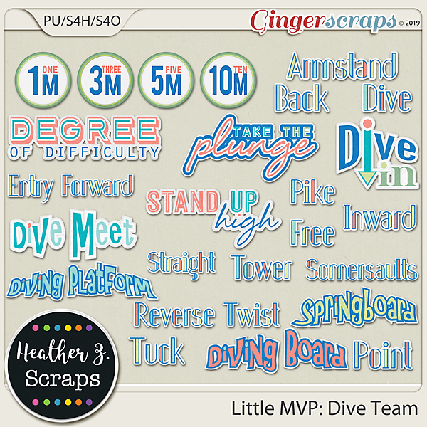 Little MVP: Dive Team WORD BITS by Heather Z Scraps