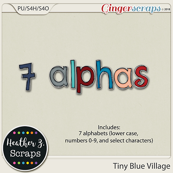 Tiny Blue Village ALPHABETS by Heather Z Scraps