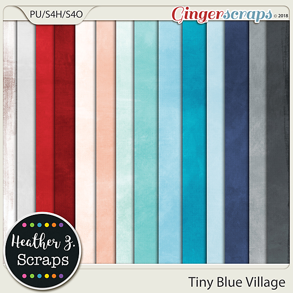 Tiny Blue Village SOLID PAPERS by Heather Z Scraps