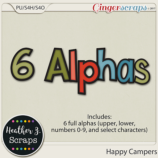 Happy Campers ALPHABETS by Heather Z Scraps