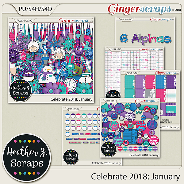 Celebrate 2018: January BUNDLE by Heather Z Scraps