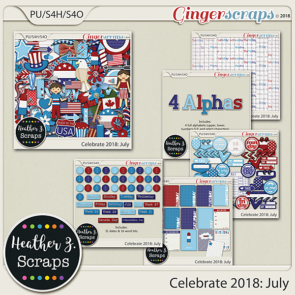 Celebrate 2018: July BUNDLE by Heather Z Scraps