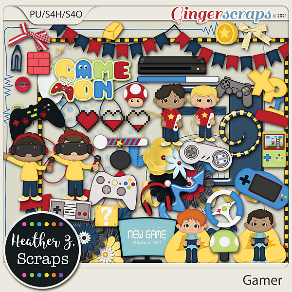 Gamer BOY ELEMENTS by Heather Z Scraps