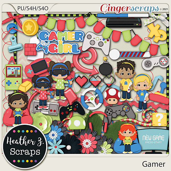 Gamer GIRL ELEMENTS by Heather Z Scraps