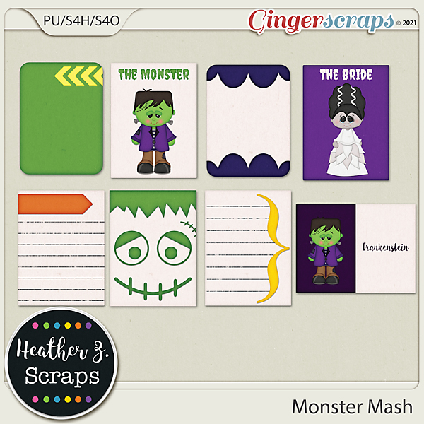 Monster Mash JOURNAL CARDS by Heather Z Scraps