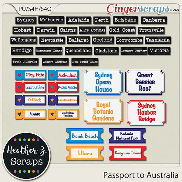 Passport to Australia WORD BITS by Heather Z Scraps