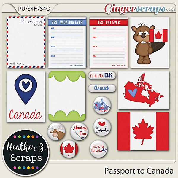 Passport to Canada JOURNAL CARDS & FLAIRS by Heather Z Scraps