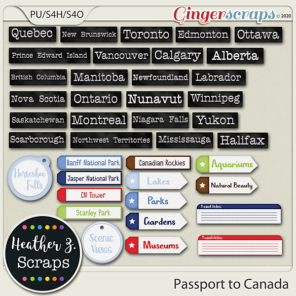 Passport to Canada WORD BITS by Heather Z Scraps