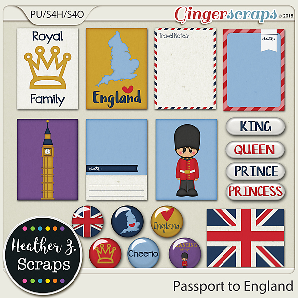 Passport to England JOURNAL CARDS & FLAIRS by Heather Z Scraps