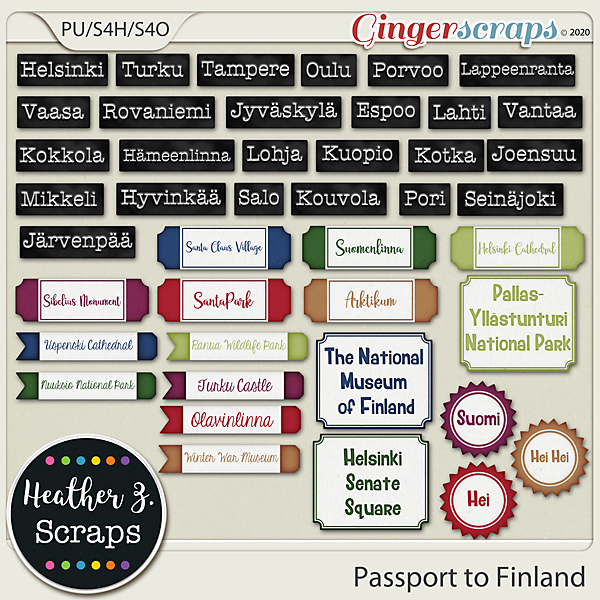 Passport to Finland WORD BITS by Heather Z Scraps