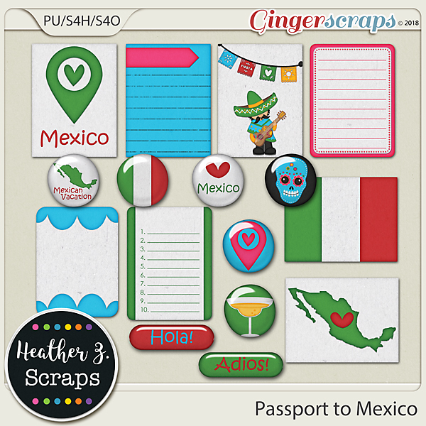 Passport to Mexico JOURNAL CARDS & FLAIRS by Heather Z Scraps