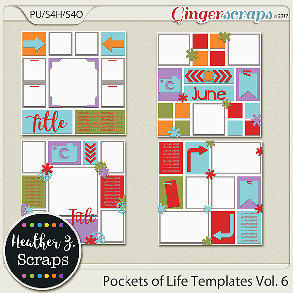 Pockets of Life TEMPLATES Vol. 6 by Heather Z Scraps