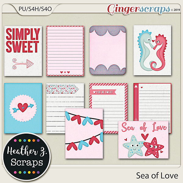 Sea of Love JOURNAL CARDS by Heather Z Scraps