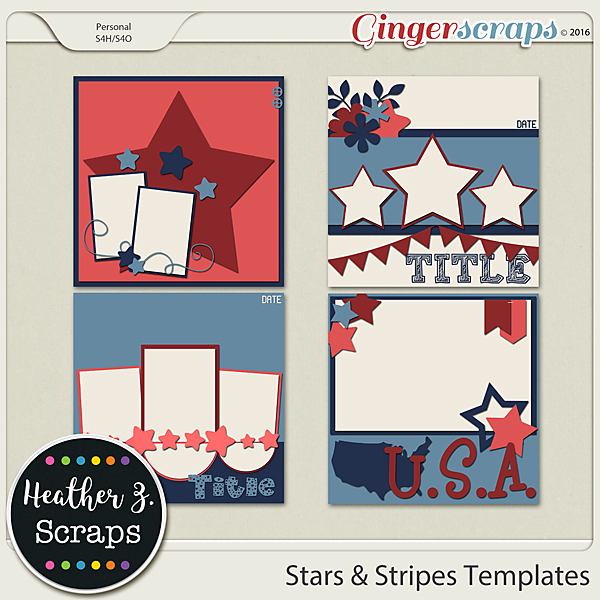 Stars & Stripes TEMPLATES VOL 1 by Heather Z Scraps