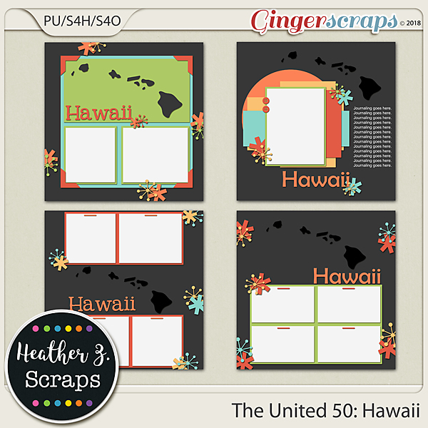 The United 50: Hawaii TEMPLATES by Heather Z Scraps