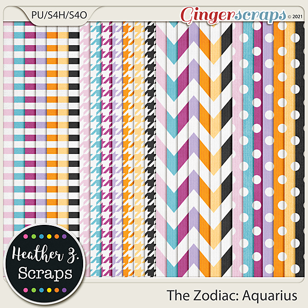 The Zodiac: Aquarius EXTRA PAPERS by Heather Z Scraps