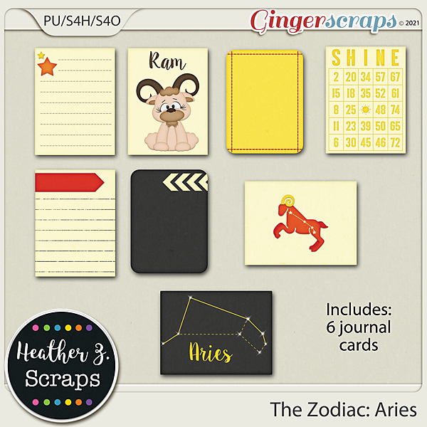 The Zodiac: Aries JOURNAL CARDS by Heather Z Scraps