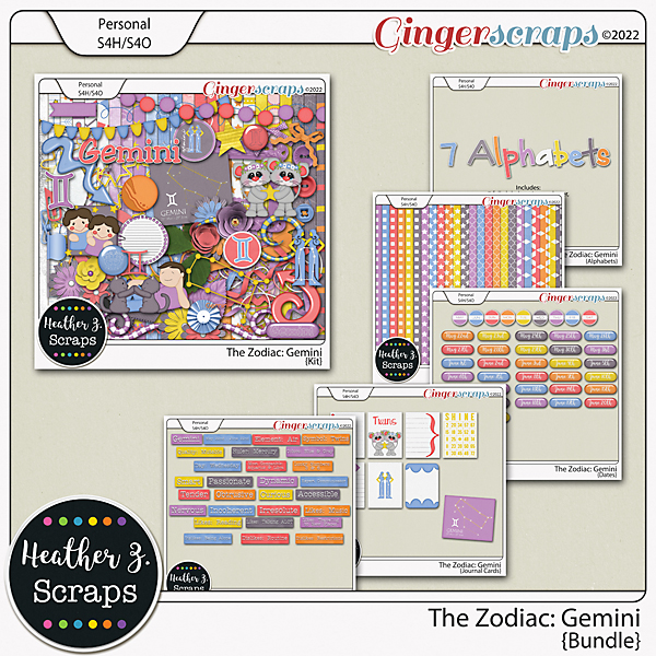 The Zodiac: Gemini BUNDLE by Heather Z Scraps