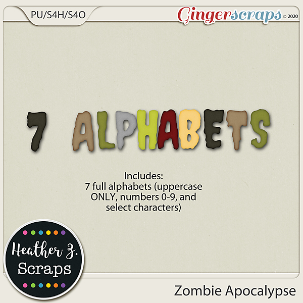 Zombie Apocalypse ALPHABETS by Heather Z Scraps