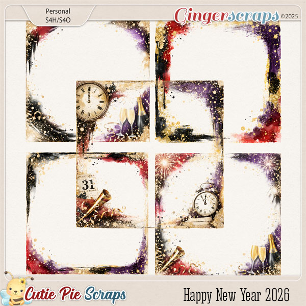 Happy New Year 2026 Messy Page Borders