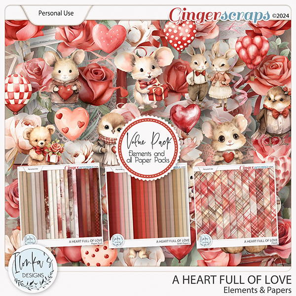A Heart Full Of Love Elements & Papers by Ilonka's Designs