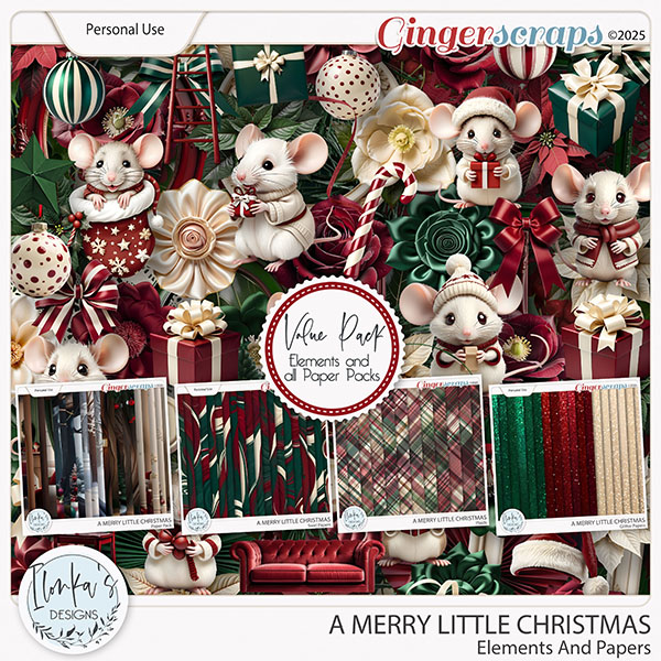 A Merry Little Christmas Elements And Papers by Ilonka's Designs