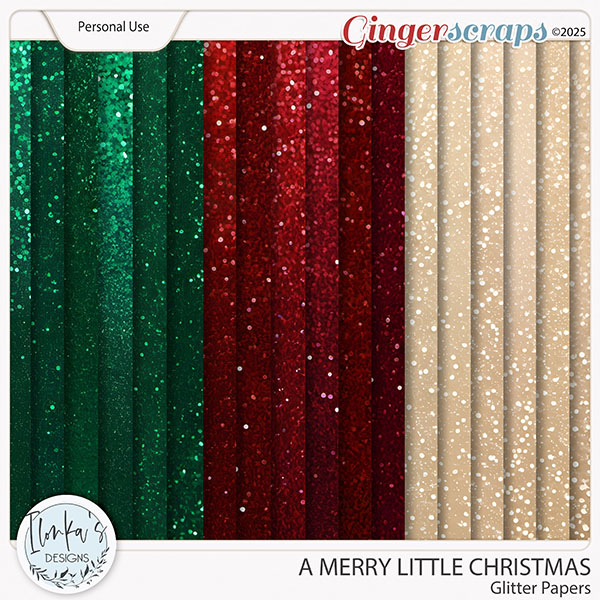 A Merry Little Christmas Glitter Papers by Ilonka's Designs 