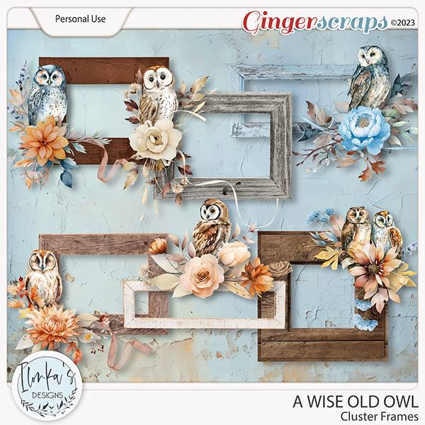 A Wise Old Owl Cluster Frames by Ilonka's Designs