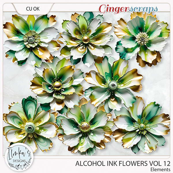 CU Alcohol Ink Flowers Vol 12 by Ilonka's Designs 