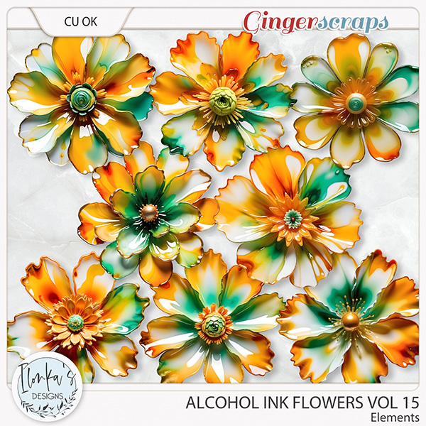 CU Alcohol Ink Flowers Vol 15 by Ilonka's Designs