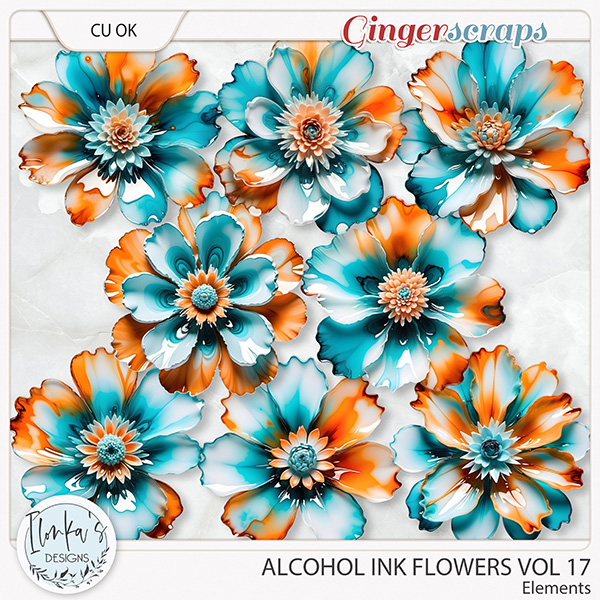CU Alcohol Ink Flowers Vol 17 by Ilonka's Designs