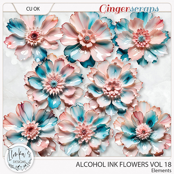 CU Alcohol Ink Flowers Vol 18 by Ilonka's Designs 