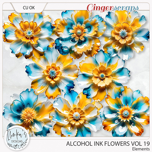 CU Alcohol Ink Flowers Vol 19 by Ilonka's Designs 
