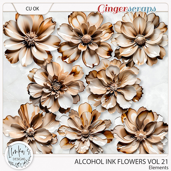 CU Alcohol Ink Flowers Vol 21 by Ilonka's Designs 