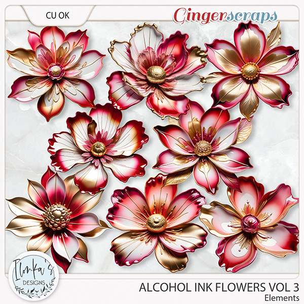 CU Alcohol Ink Flowers Vol 3 by Ilonka's Designs