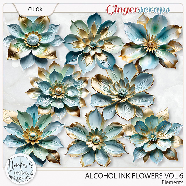 CU Alcohol Ink Flowers Vol 6 by Ilonka's Designs 