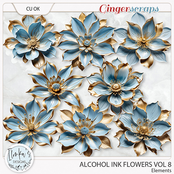 CU Alcohol Ink Flowers Vol 8 by Ilonka's Designs