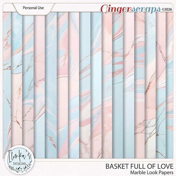 Basket Full Of Love Marble Look Papers by Ilonka's Designs 