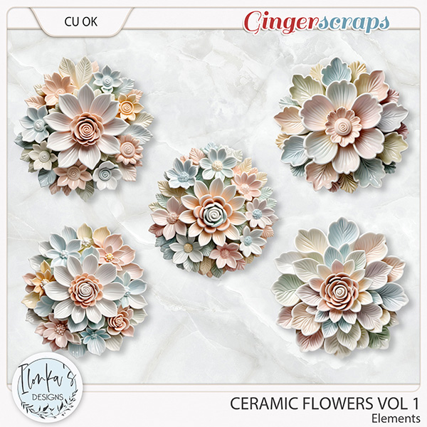 CU Ceramic Flowers Vol 1 by Ilonka's Designs