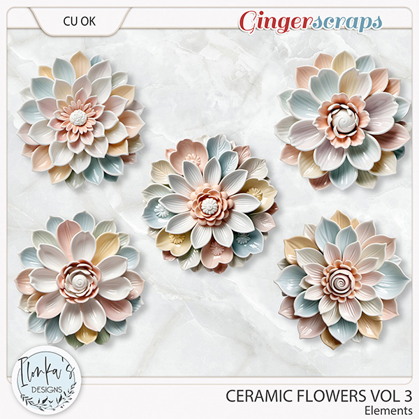 CU Ceramic Flowers Vol 3 by Ilonka's Designs