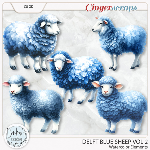 CU Watercolor Delft Blue Sheep Vol 2 by Ilonka's Designs