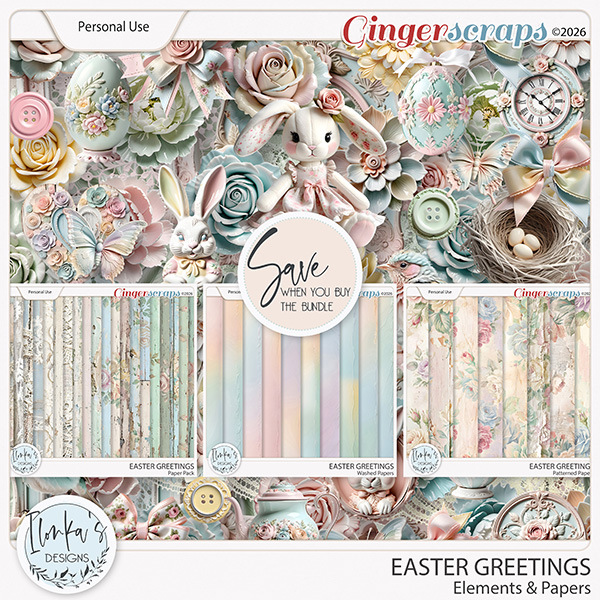 Easter Greetings Elements & Papers by Ilonka's Designs