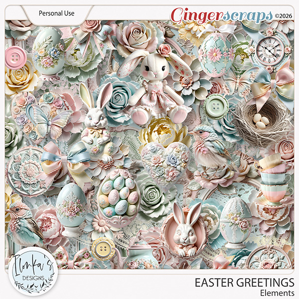 Easter Greetings Elements by Ilonka's Designs