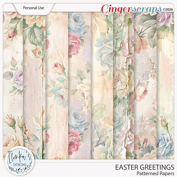 Easter Greetings Patterned Papers by Ilonka's Designs 