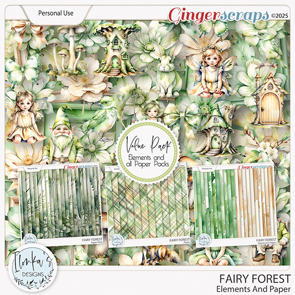 Fairy Forest Elements And Papers by Ilonka's Designs