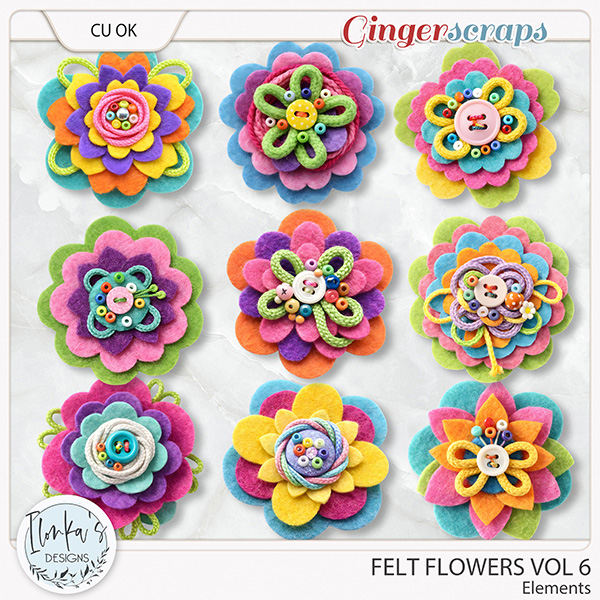 CU Felt Flowers Vol 6 by Ilonka's Designs