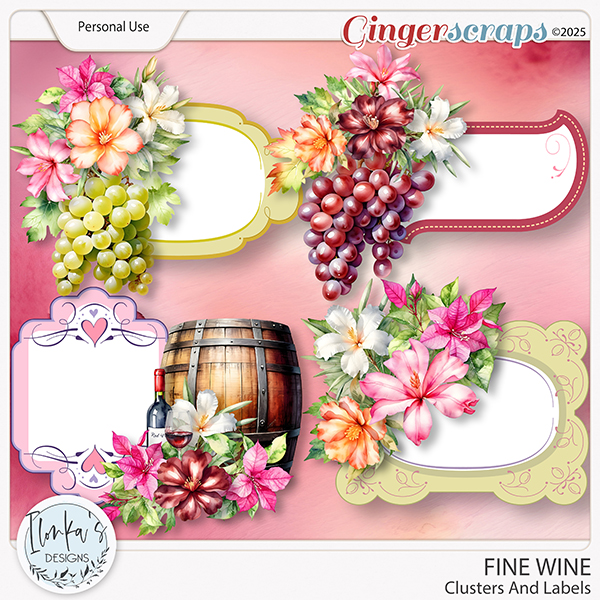 Fine Wine Clusters And Labels by Ilonka's Designs