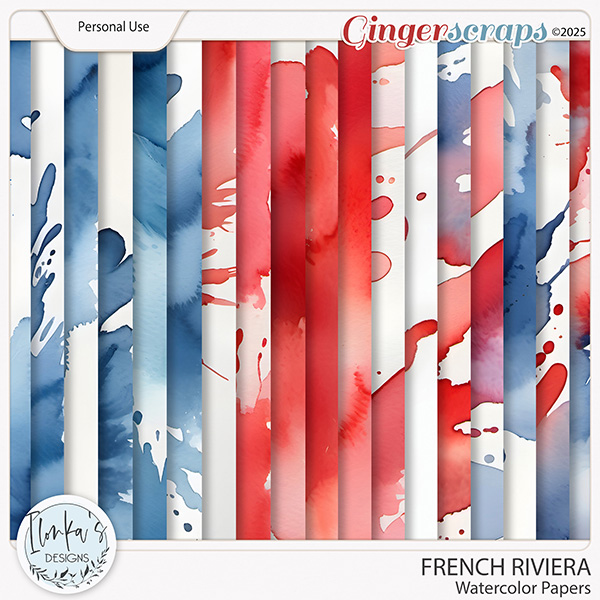 French Riviera Watercolor Papers by Ilonka's Designs 